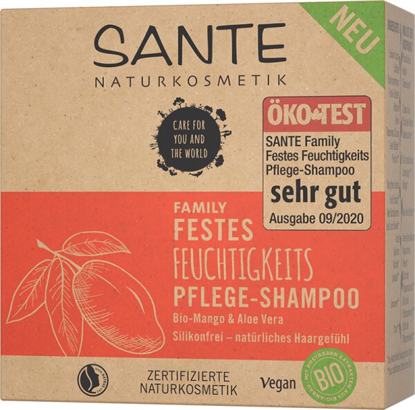 Sante FAMILY Festes Feuchtigkeits Pflege-Shampoo Bio-Mango & Aloe Vera Festes Shampoo