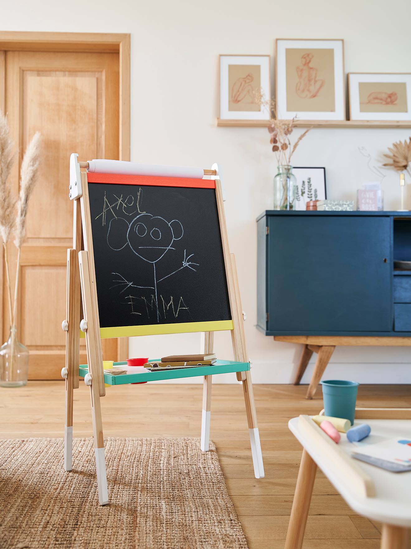 Vertbaudet 3-in-1 Tafel mit Mal-Zubehör FSC MIX - rosa