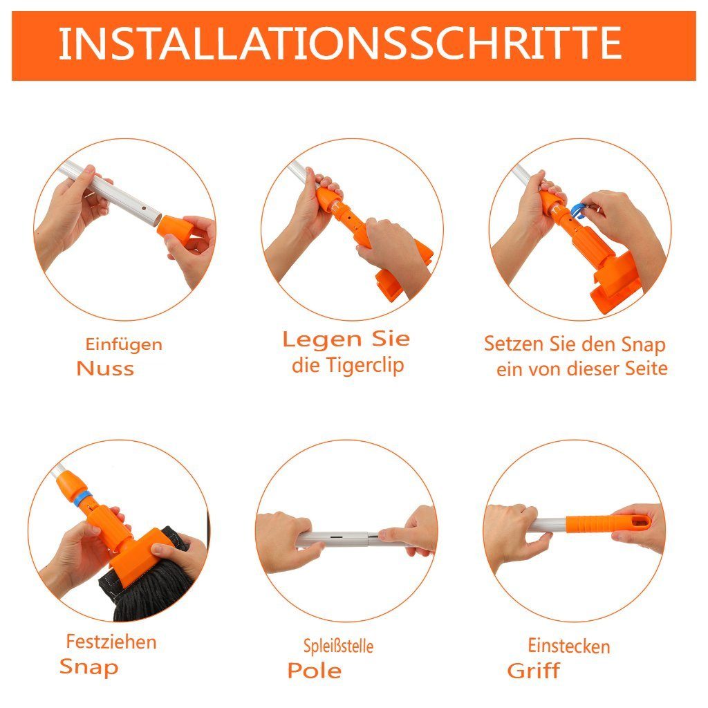 MAEREX Wischmopp, Teleskop Bodenwischer, Baumwolle Mikrofaser, bis zu 170cm