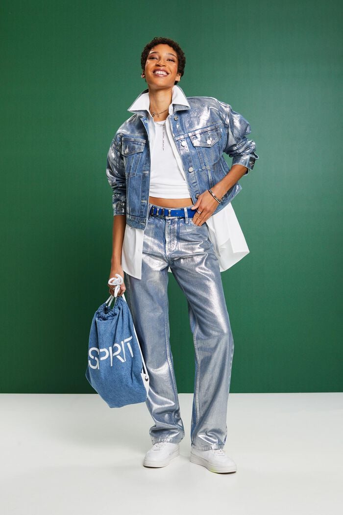 Retro-Jeans mit geradem Bein und Metallic-Finish