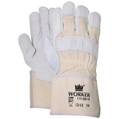 Luva Worker 1.11.220.10 em couro granulado com punho de lona de 10 cm, cor cru, tamanho 10.