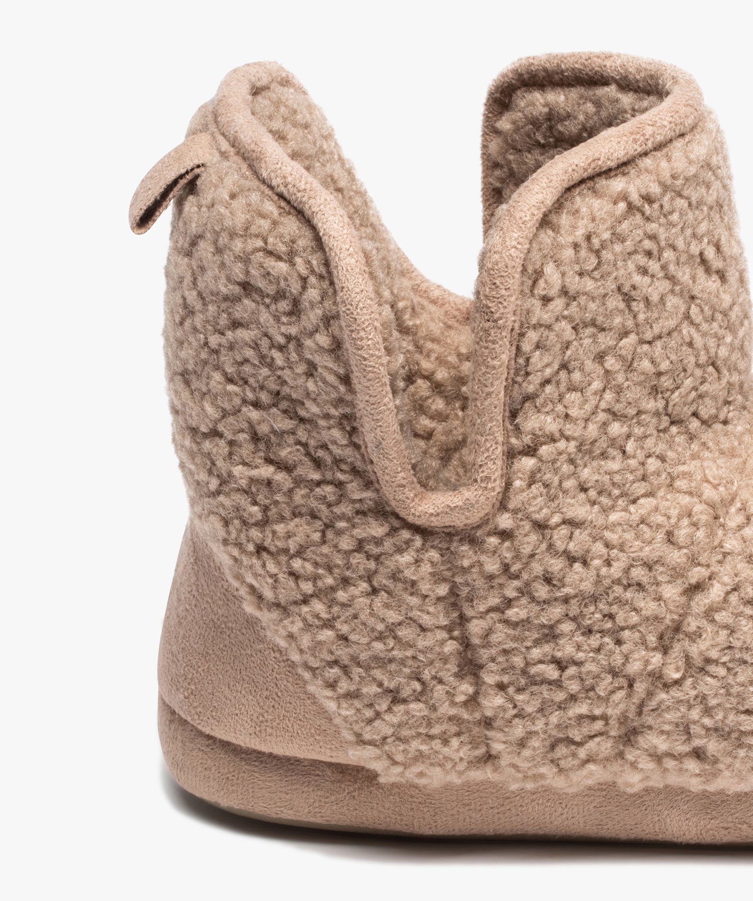 Chaussons boots femme en maille bouclette - Apollo beige | GEMO