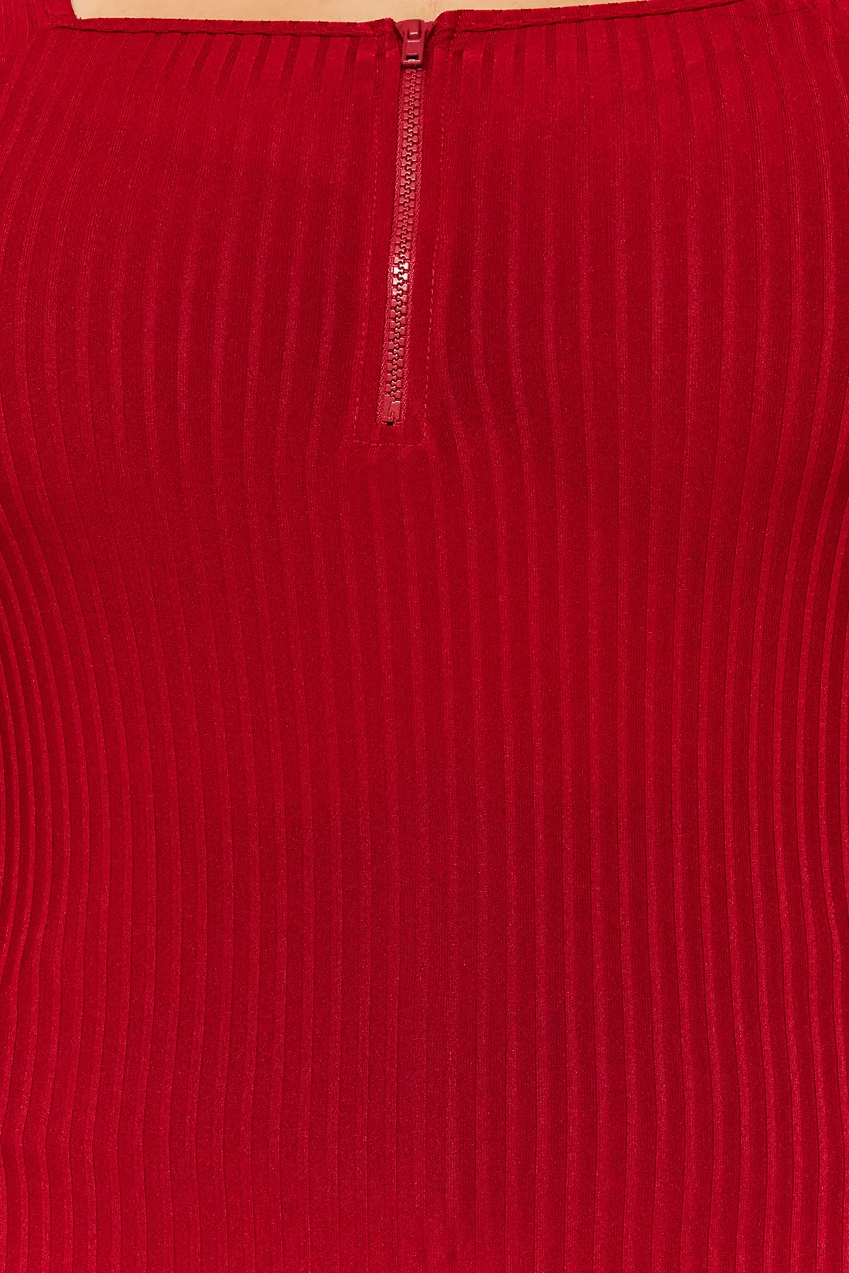 Trendyol Curve  Weinrote Strickbluse mit quadratischem Kragen TBBSS22AF0027