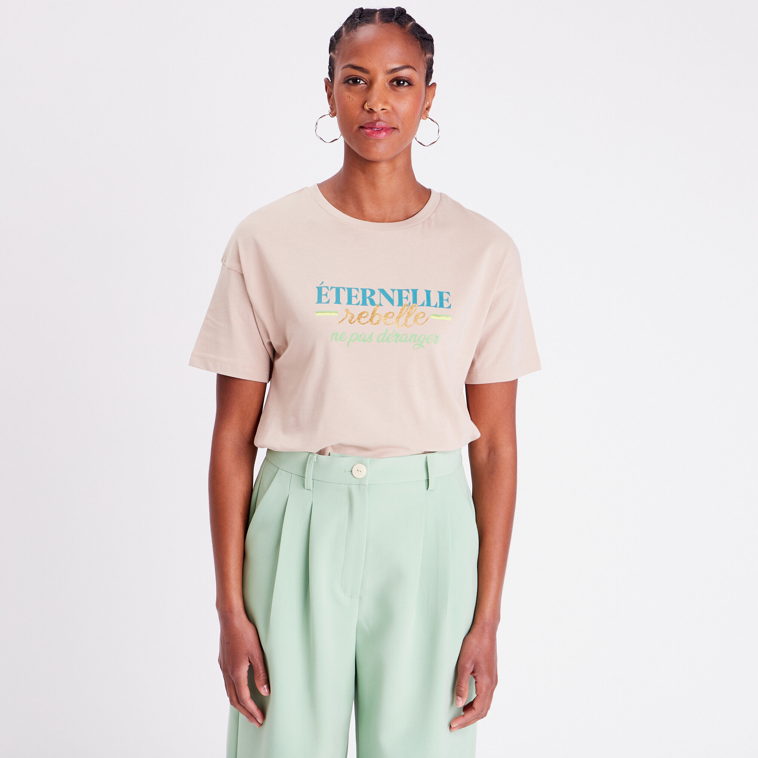 T-shirt manches courtes sable femme | Cache Cache