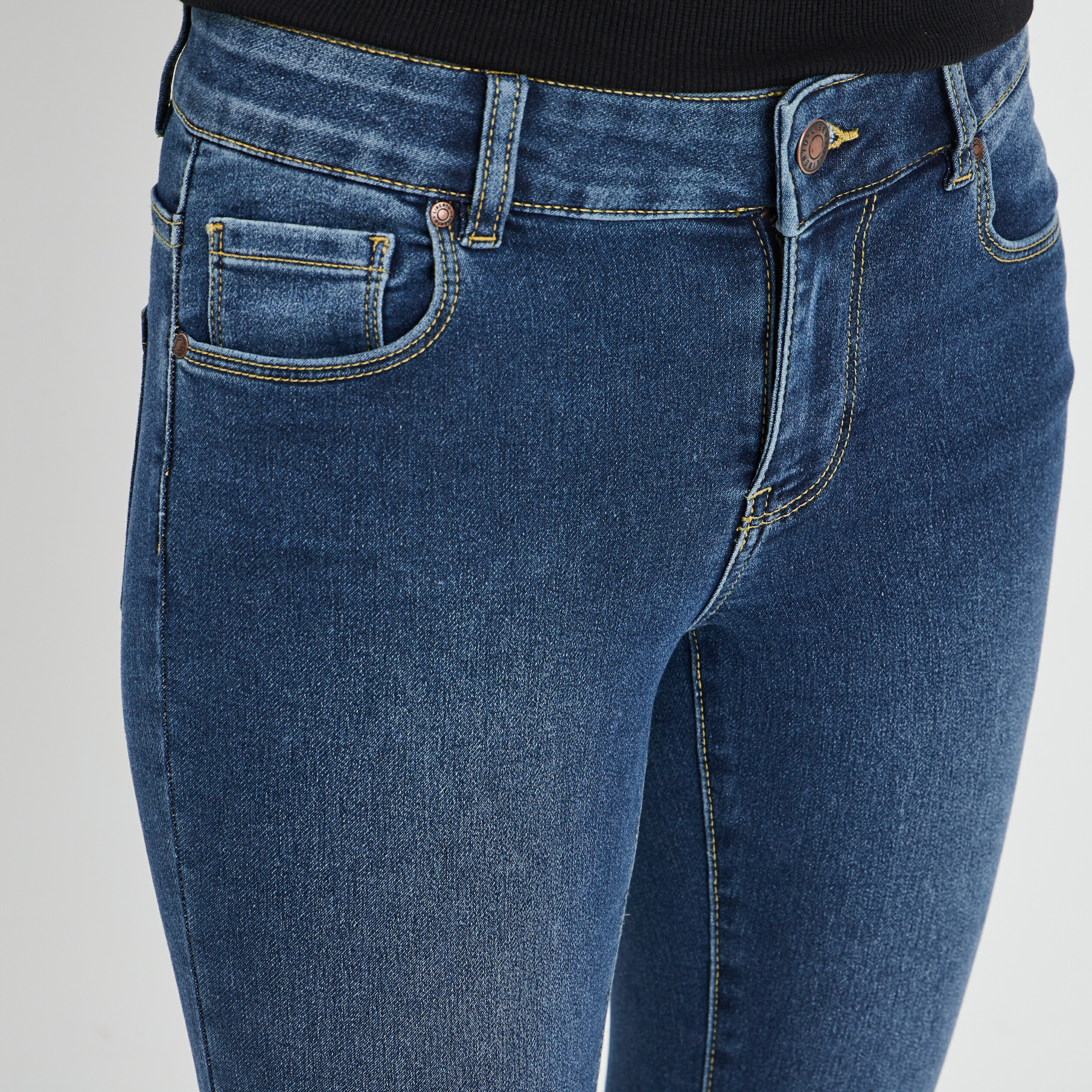 Jeans skinny détails zippés denim double stone femme | La Halle
