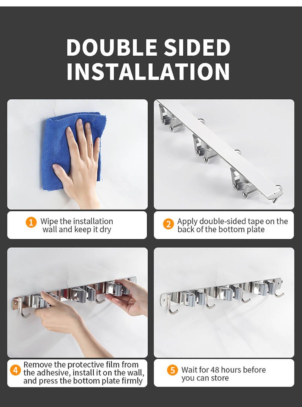Runxizhou Wandhaken Besenhalterung Wand 3 Halter 4 HakenSchwerlast Gerätehalter, (1-St)