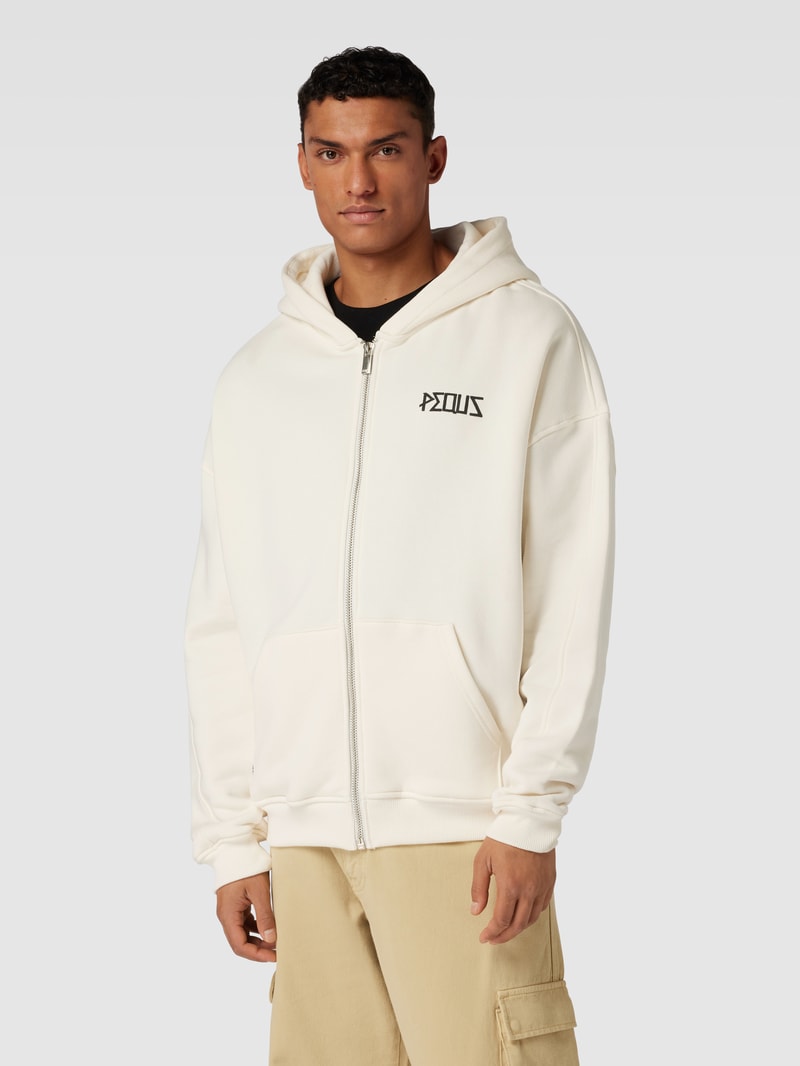 Sweatjacke mit Label-Print in offwhite