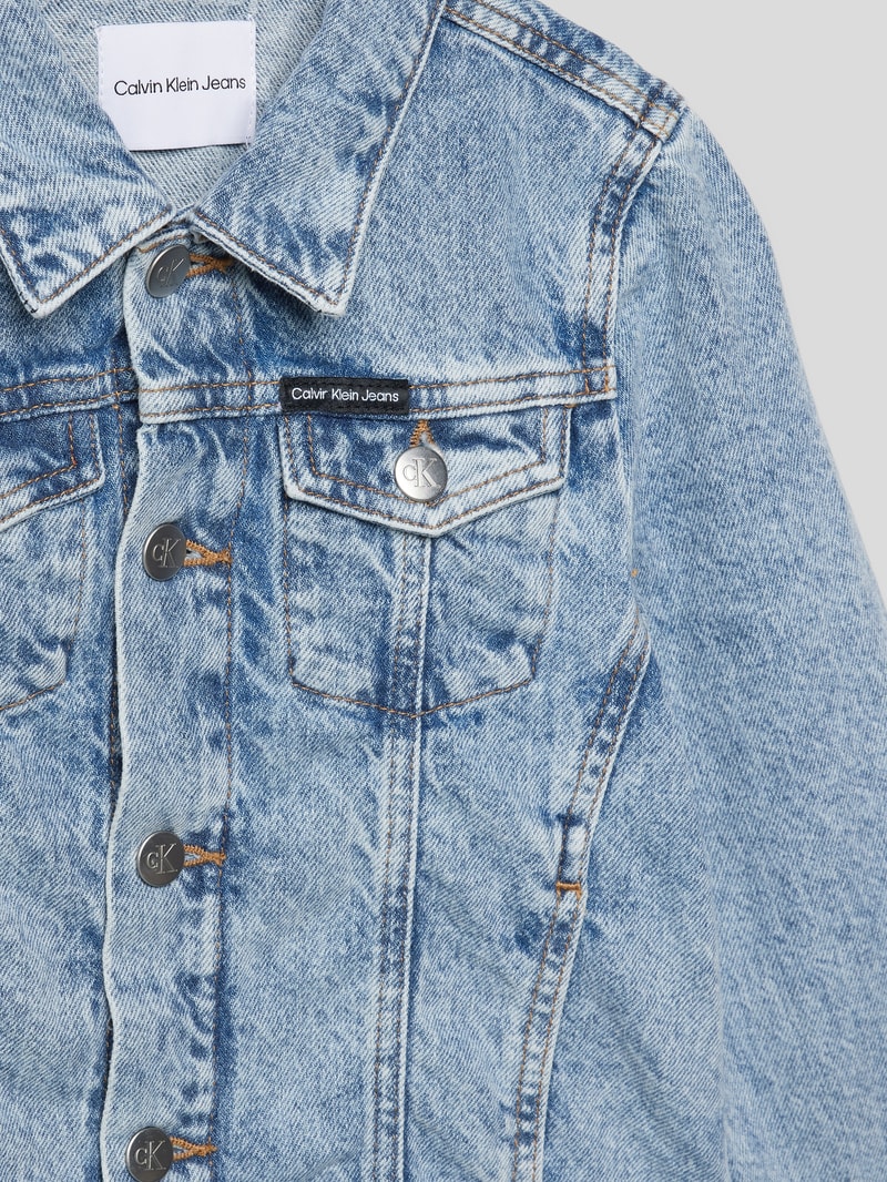 Jeansjacke mit Label-Patch Modell 'SALT PEPPER' in blau