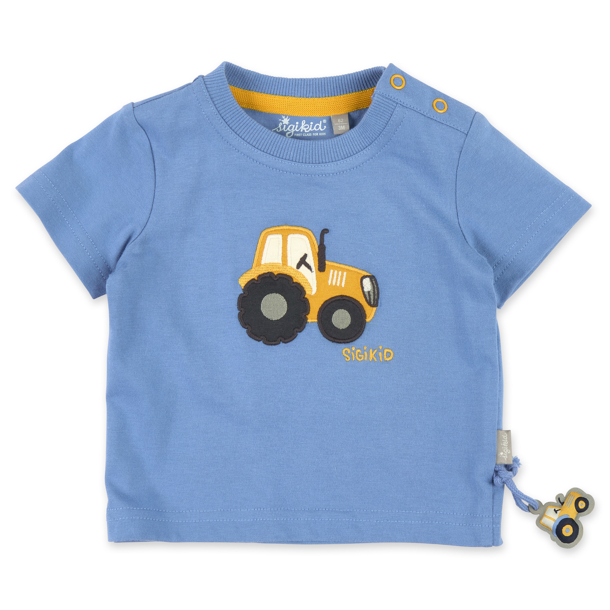Blaues Baby T-Shirt gelber Traktor