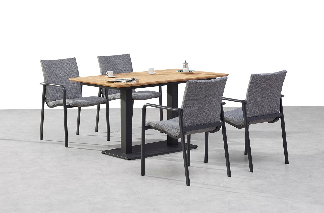 BEST 5-tlg. Dining Gruppe Positano/Cervia 140 anthrazit/Teak