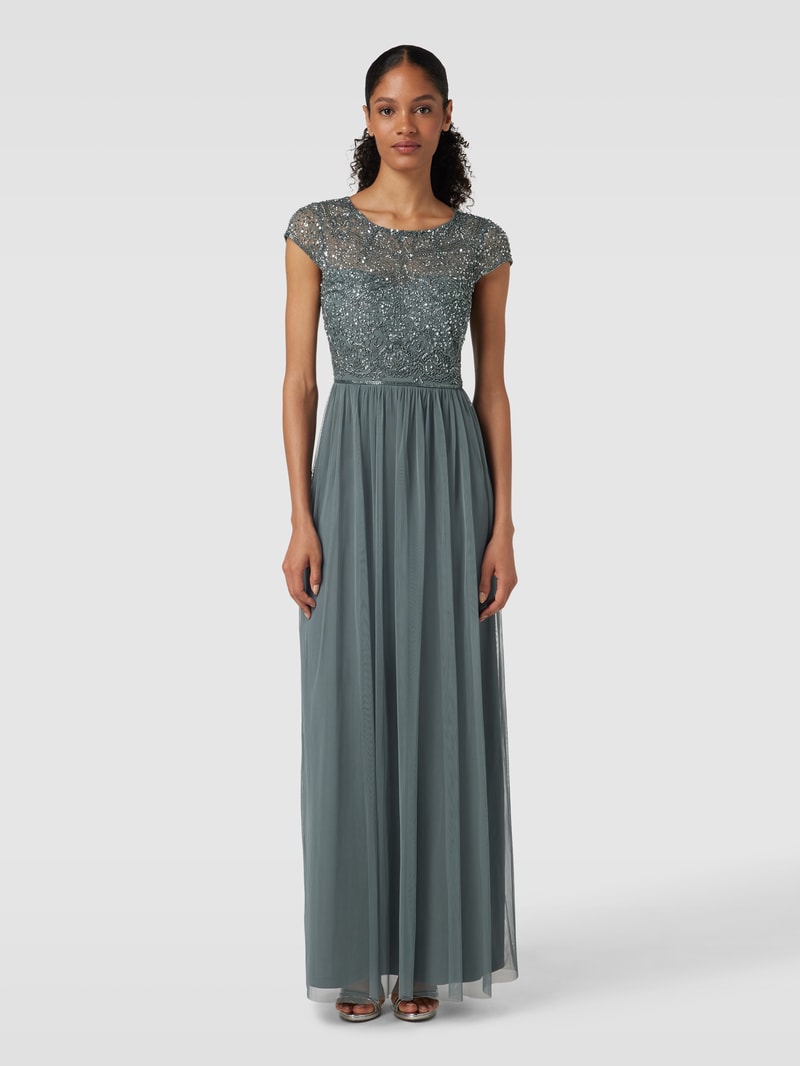 Abendkleid mit Ziersteinbesatz in bottle