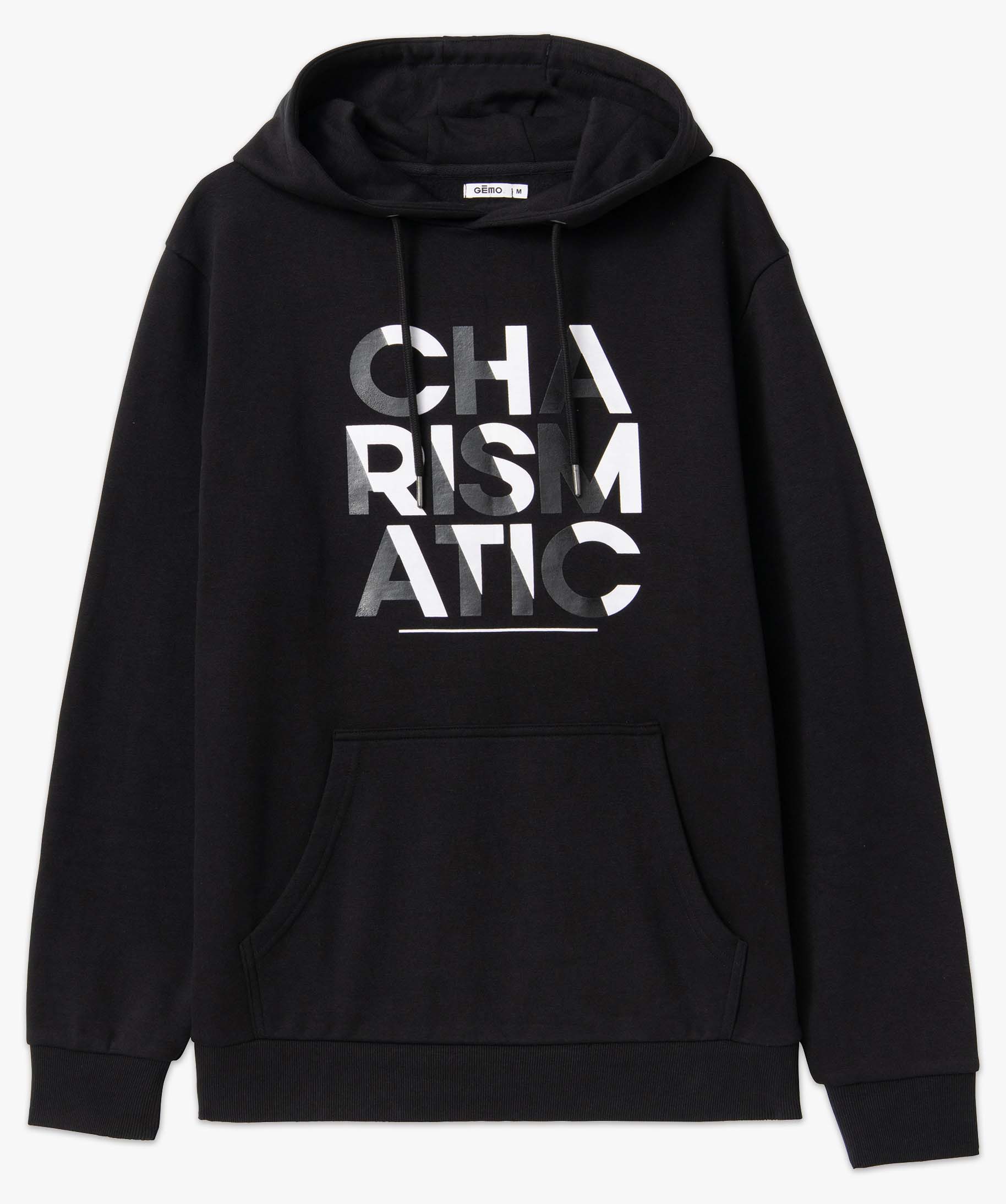 Sweat homme imprimé à capuche noir | GEMO