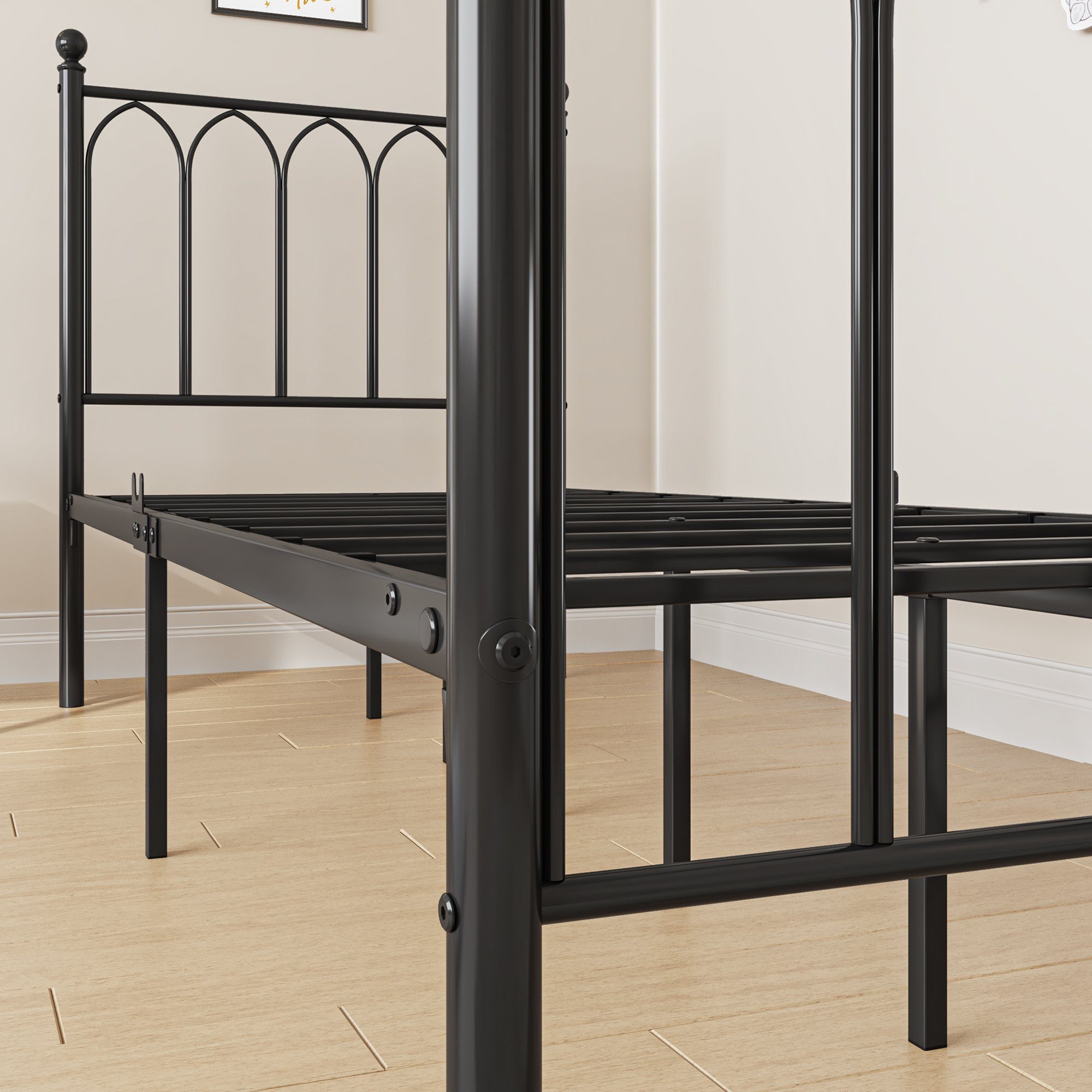 HAUSS SPLOE Metallbett Metallbett Bettgestelle Einzelbett Bettrahmen (90x190cm)