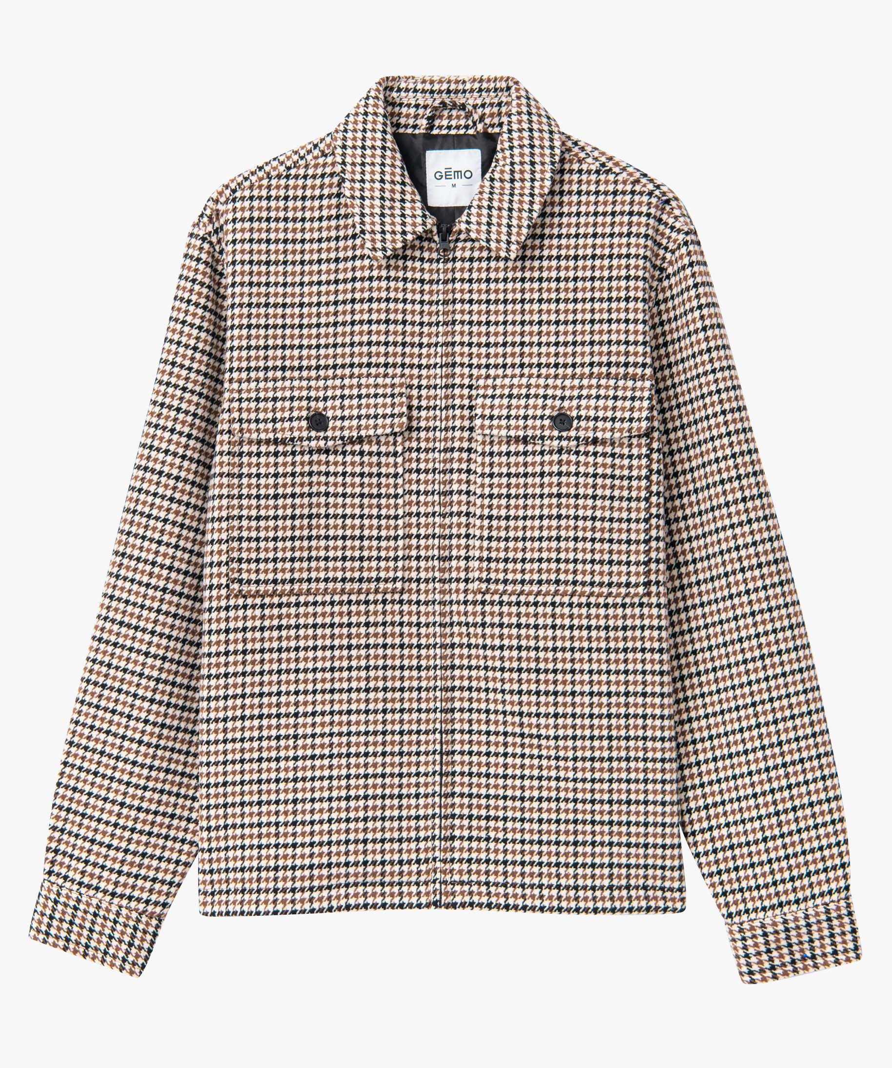 Veste homme zippée à motif pied de coq carreaux | GEMO