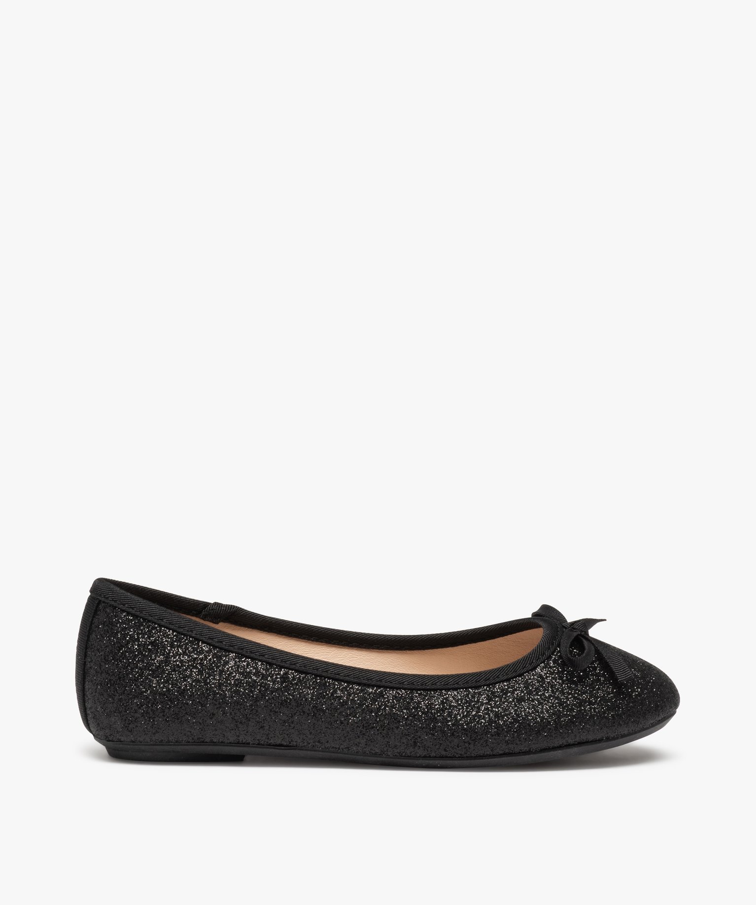Ballerines fille unies pailletées à n?ud décoratif noir | GEMO