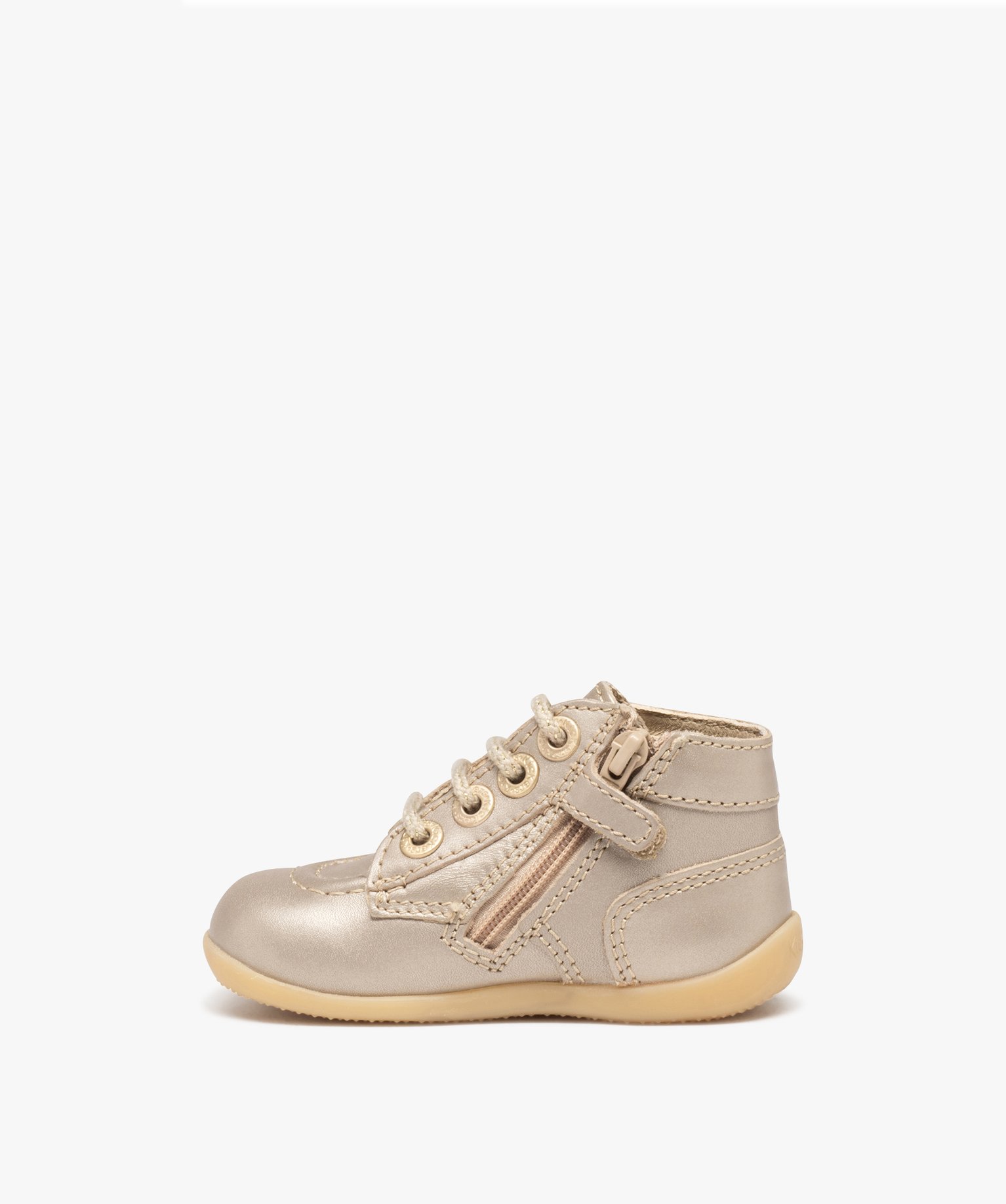 Bottillons premiers pas bébé fille en cuir Kickers or | GEMO