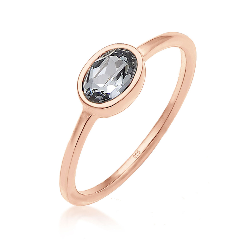 Elli Elli Bague Femmes bande classique avec cristal en argent sterling 925 Bague