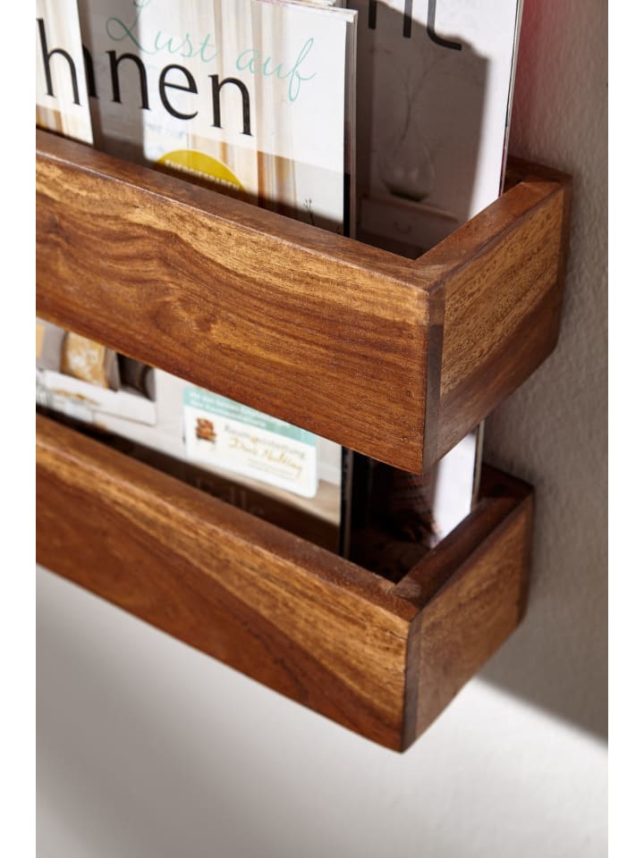 KADIMA DESIGN Zeitungsständer aus Massivholz, klassisch und stilvoll, viel Stauraum in Braun günstig kaufen onesize