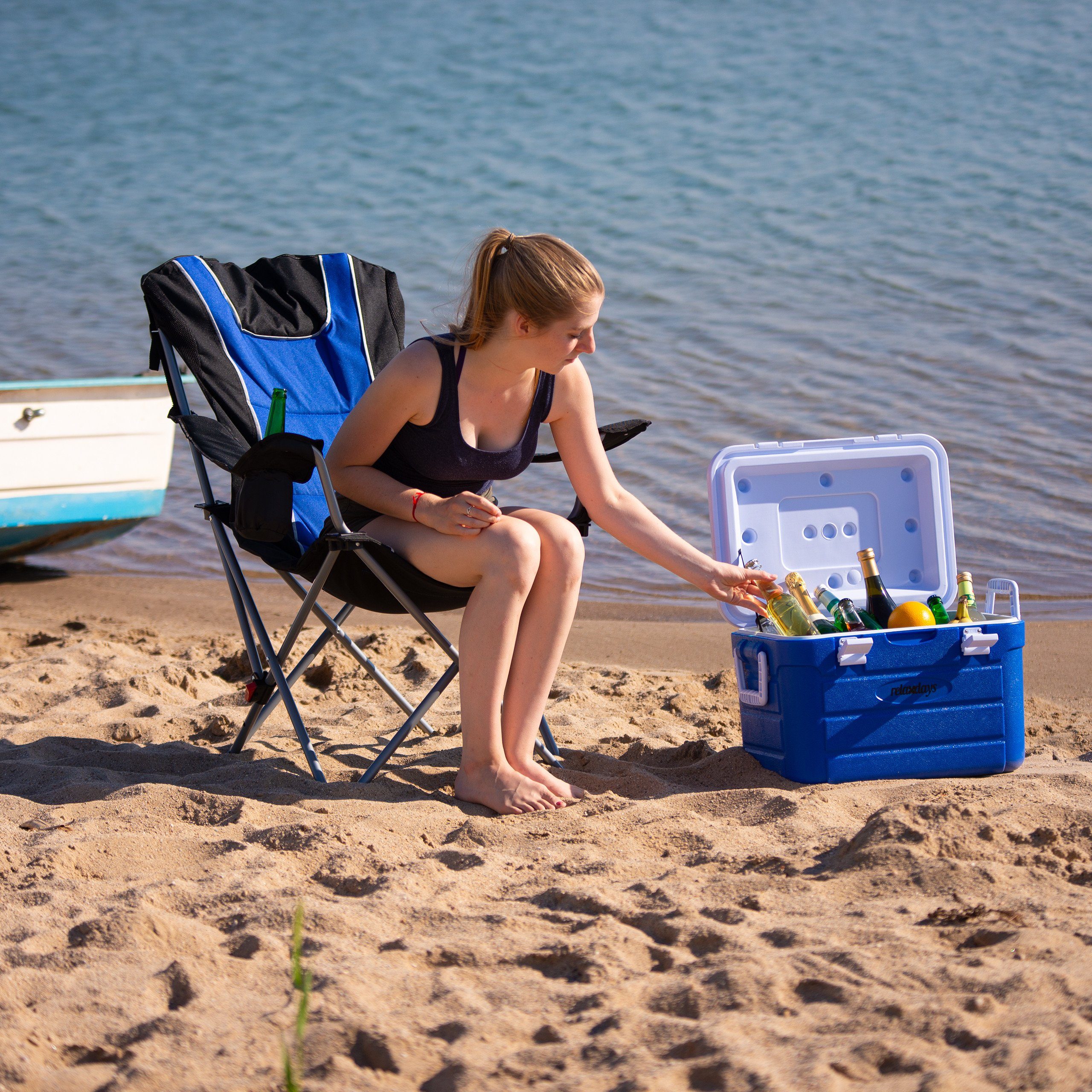 relaxdays Campingstuhl Campingstuhl faltbar mit Polsterung