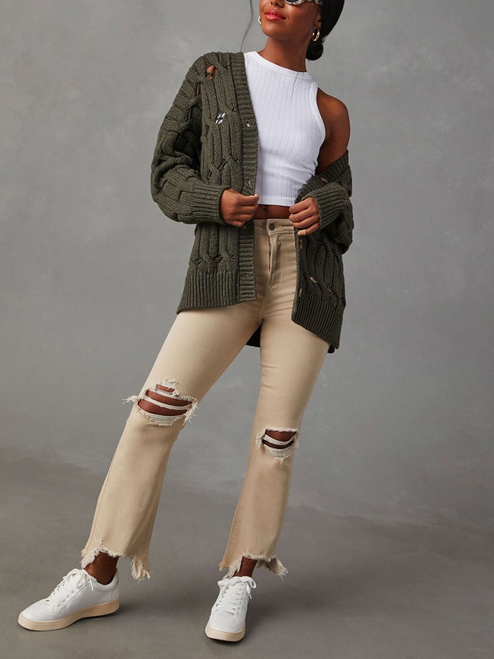 LA Angels Cardigan in Khaki günstig kaufen