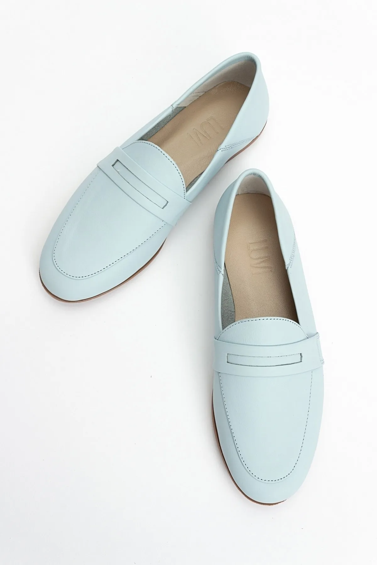 LuviShoes  Babyblaue Ballerinas aus echtem Leder für Damen