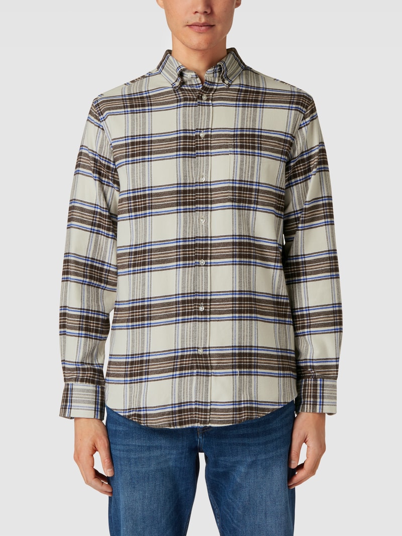 Regular Fit Freizeithemd mit Tartan-Karo in ecru