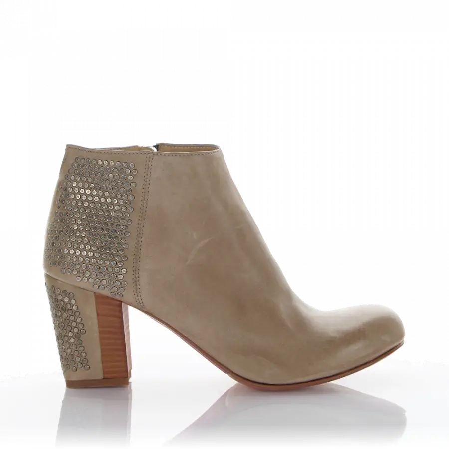 Rossano Bisconti - Stiefeletten Kalbsleder Nieten beige - grau