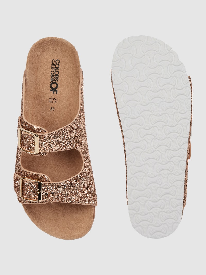Sandalen mit Glitter-Effekt in gold