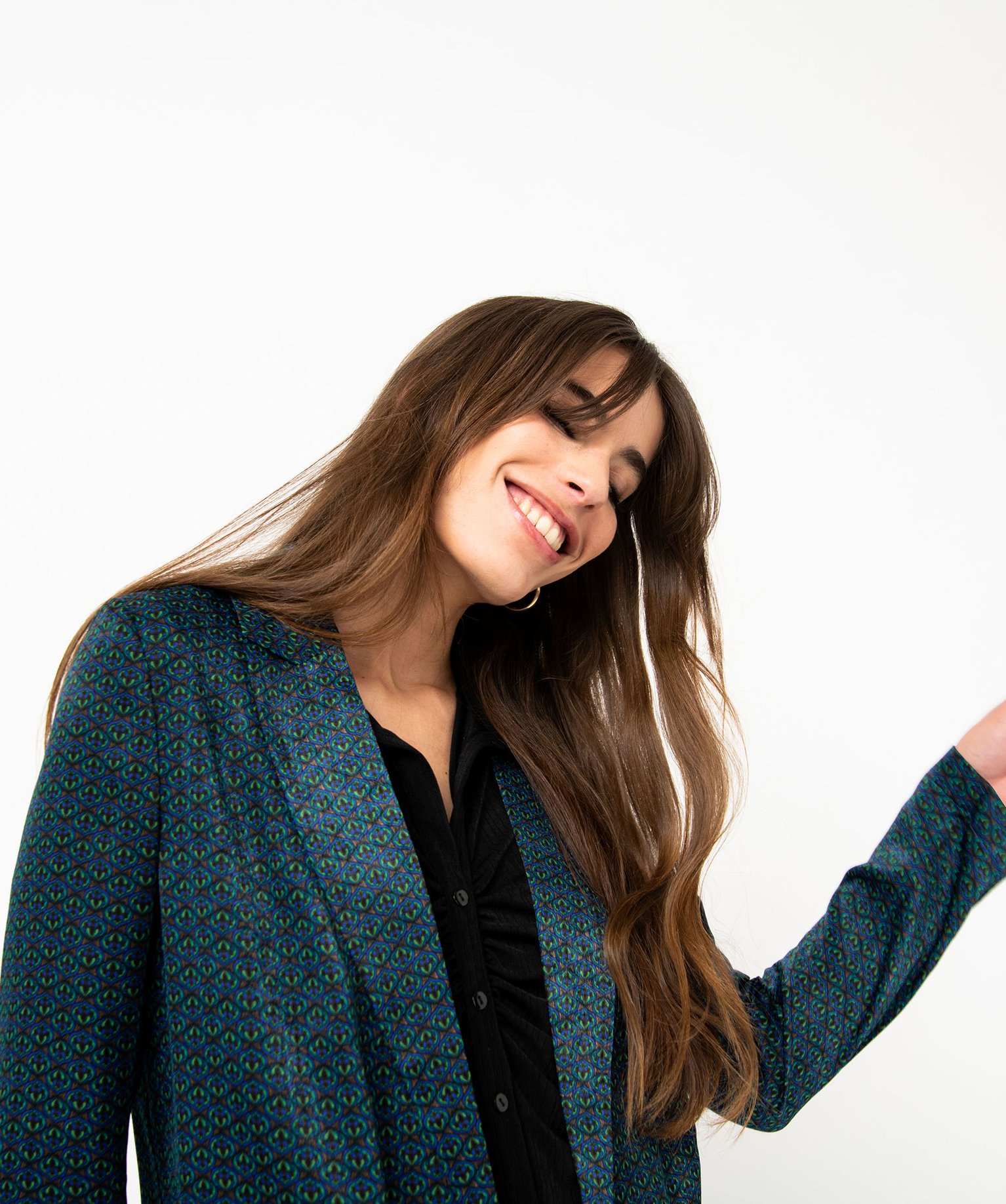 Veste blazer femme imprimée en matière satinée imprime | GEMO