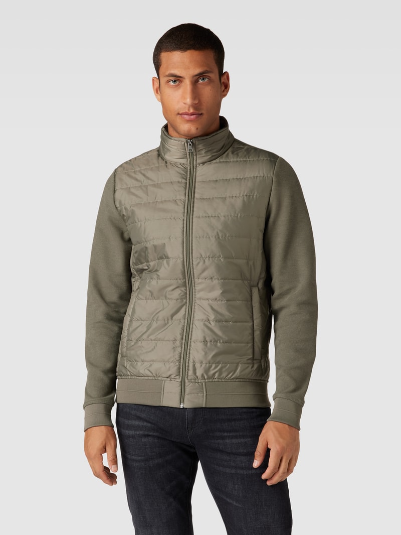 Sweatjacke mit Two-Tone-Machart in khaki