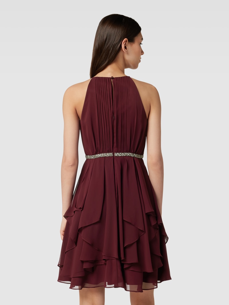Cocktailkleid mit Volants in bordeaux rot
