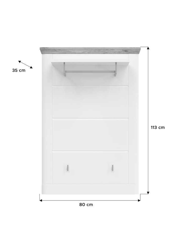 ebuy24 Wandgarderobe Michigan Weiß 79 x 32 cm günstig kaufen onesize