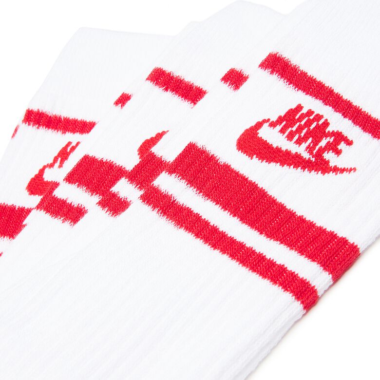 NIKE Sportswear Everyday Essential Socks (3 Pack) white/university red