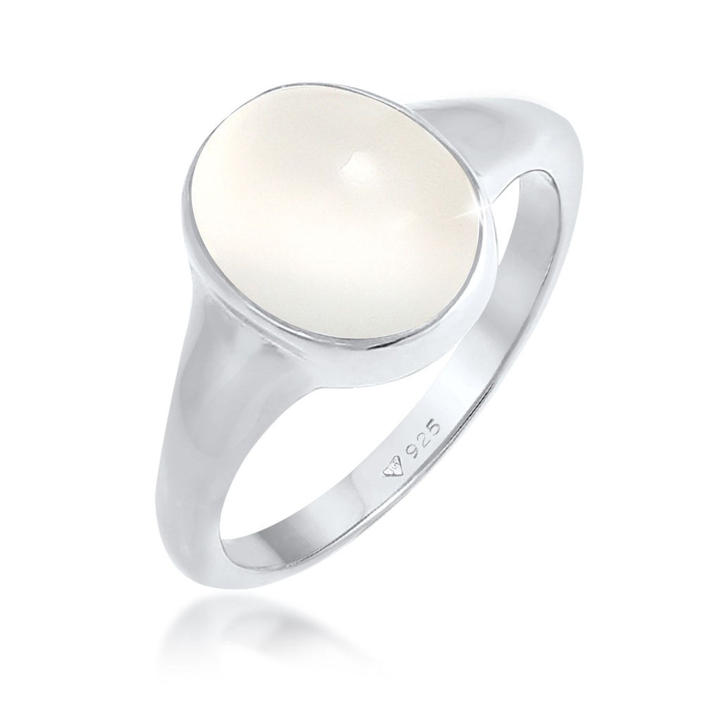 Elli Elli Bague Femmes avec Pierre de Lune en Argent Sterling 925 Plaqué Or Bague