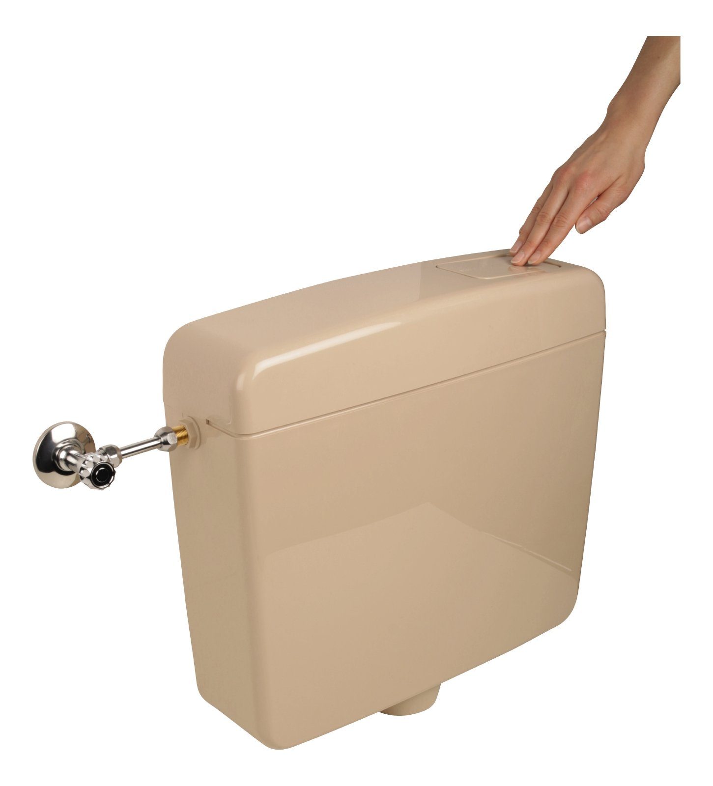 SANITOP WINGENROTH Spülkasten Opal, 9 l, Komplett-Set, Anschluss links oder rechts, Anschlussset hinten separat, Aufputz, Beige-Bahamabeige, Spül-Stopp Taste, Sparspülung, 210225
