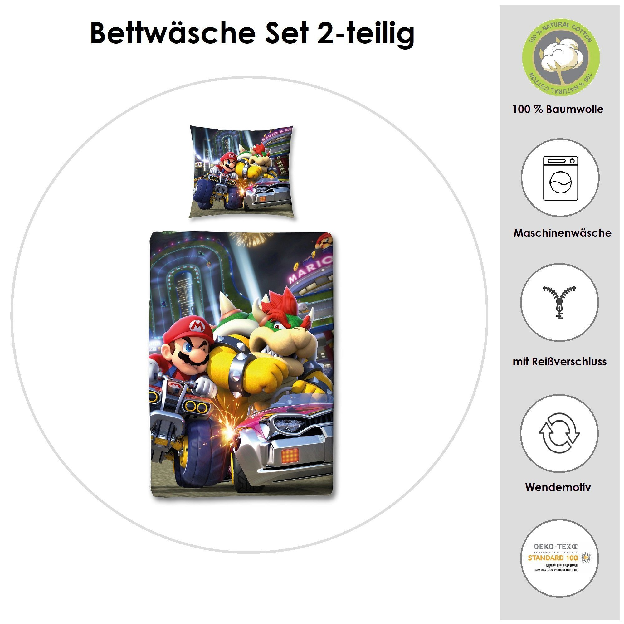 Kinderbettwäsche Nintendo Super Mario Kart 