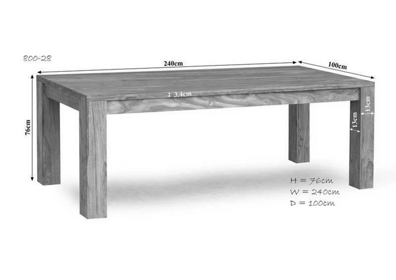 Massivmoebel24 Esstisch Esstisch Sheesham 260x100x76 braun geölt NATURE BROWN #829