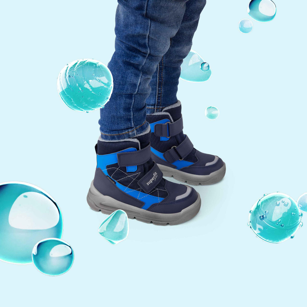 MARS - Blau/Hellgrau Boots mit Klettverschluss