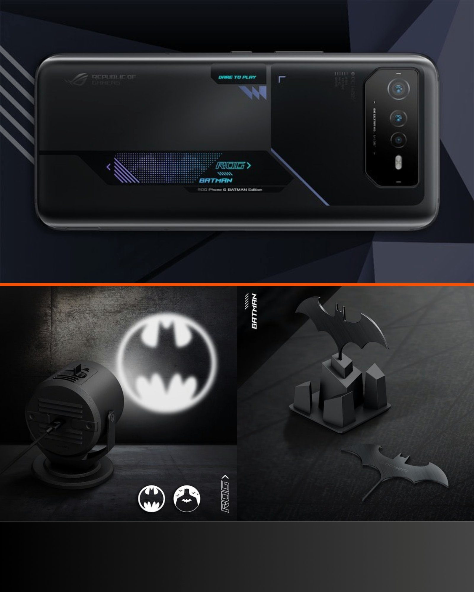 Asus ROG Phone 6D Batman Edition Smartphone (17,20 cm/6.78 Zoll, 256 GB Speicherplatz, 50 MP Kamera, Gaming Smartphone, Batman Edition)
