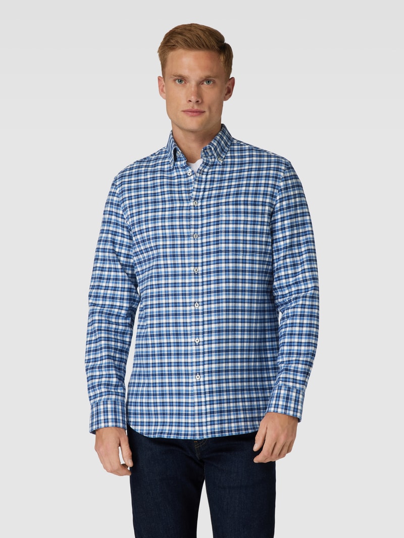 Freizeithemd mit Button-Down-Kragen in marineblau