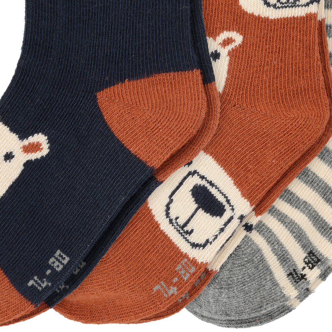 3 Paar Baby Socken mit Bär-Motiven