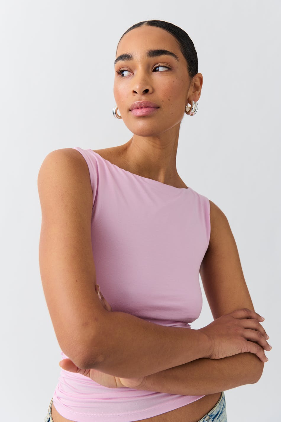 Soft touch boatneck top