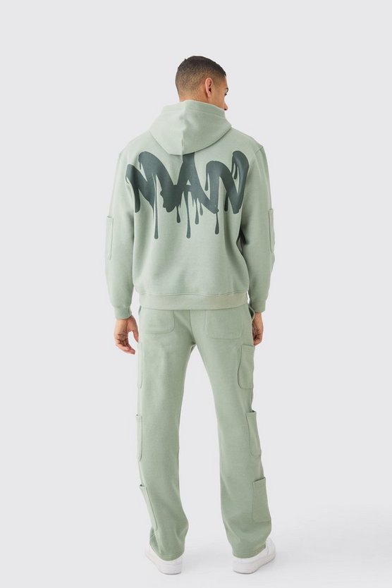 Oversize Man Trainingsanzug mit Taschen und Kapuze
