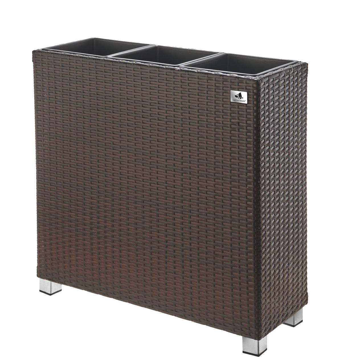 Weles Raumteiler Pflanzkübel Polyrattan 76x26x73cm, bicolor-braun, 3x Kunststoff-Einsätze, mit Aluminiun-F