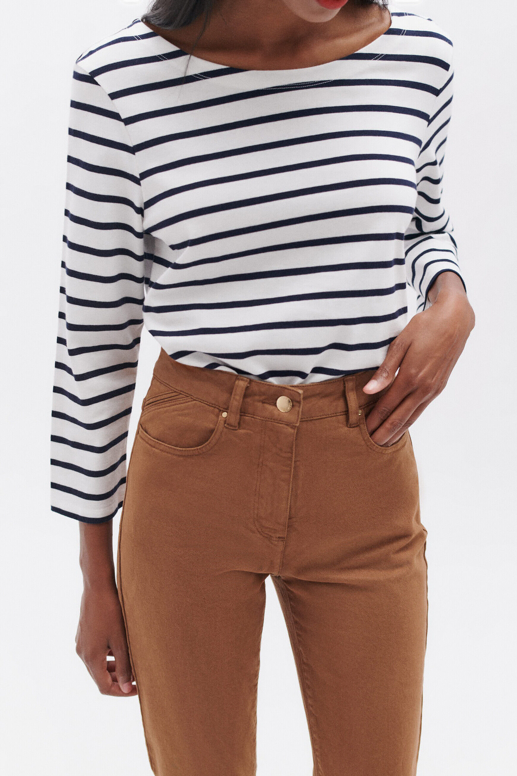 Pantalon pdarwino marron cognac femme