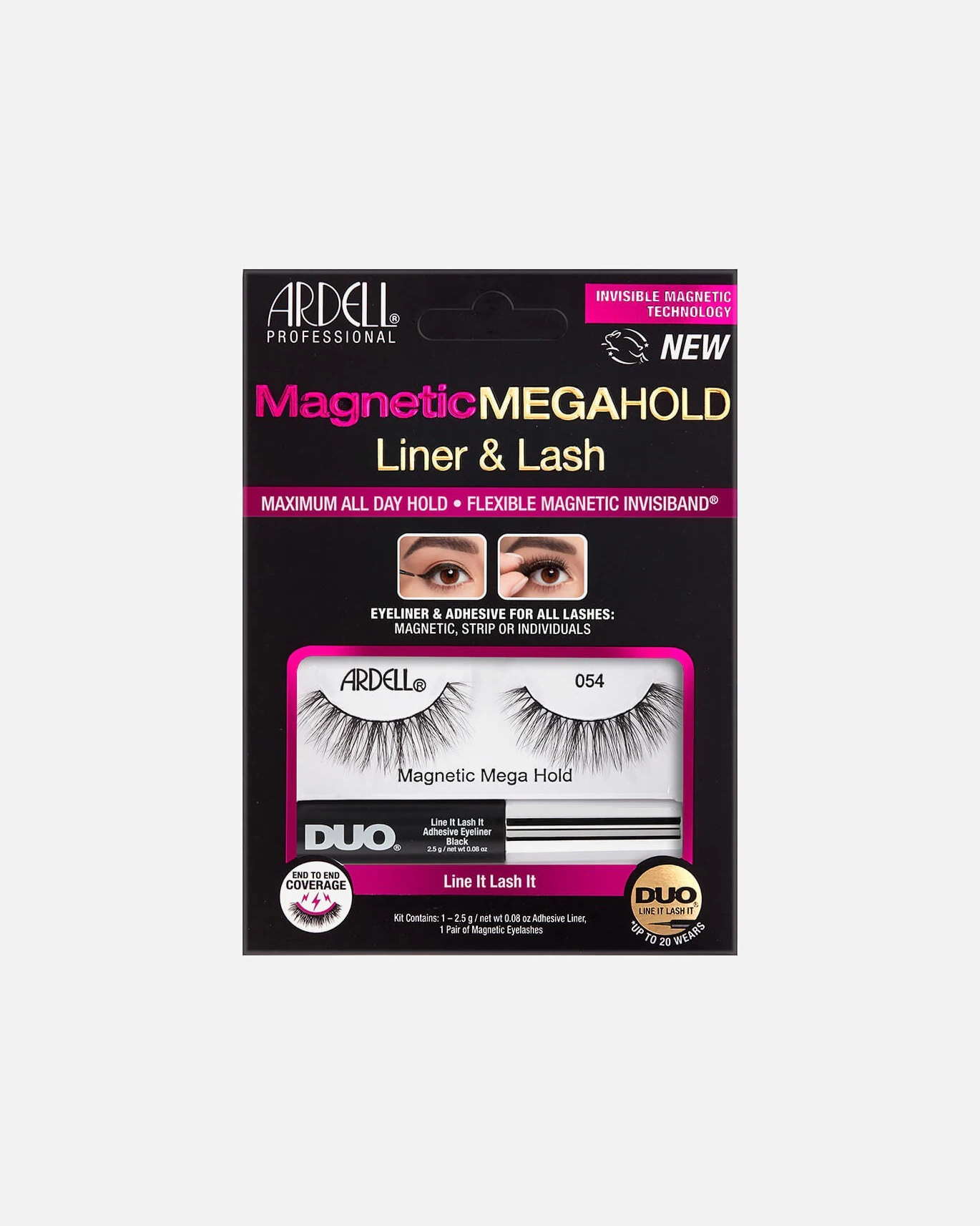 Ardell MegaHold Magnetyczne sztuczne rzęsy 054 i klej do eyelinera Duo