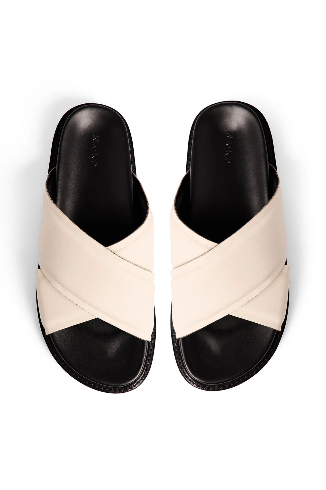 Leather Padded Crossed Strap Slippers