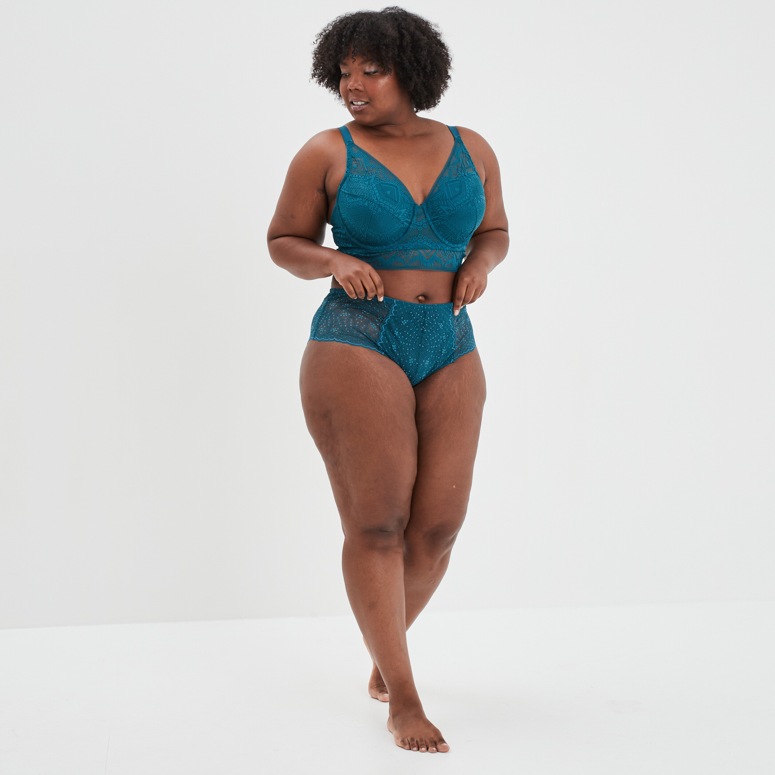 Soutien-gorge foulard dentelle bleu canard femme grande taille | La Halle