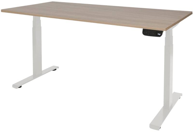 Schaffenburg Höhenverstellbar Sitz-Stehschreibtisch Rechteckig Kirsche Holz Weiß T-Fuß 1.400 x 800 x 645 mm