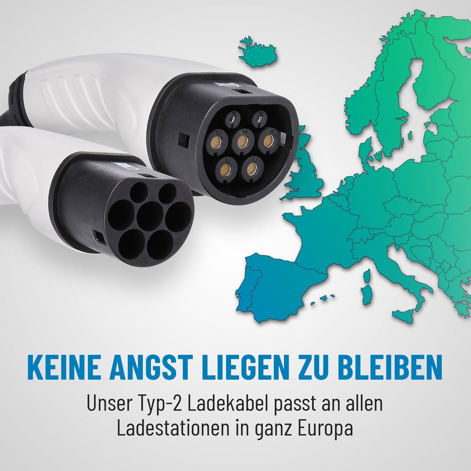 ABSINA Elektroauto Ladekabel Typ 2 Mode 3, 5 Meter, 3-phasig, 11kW, 16A, IP55 Elektroauto-Ladegerät (1-tlg)